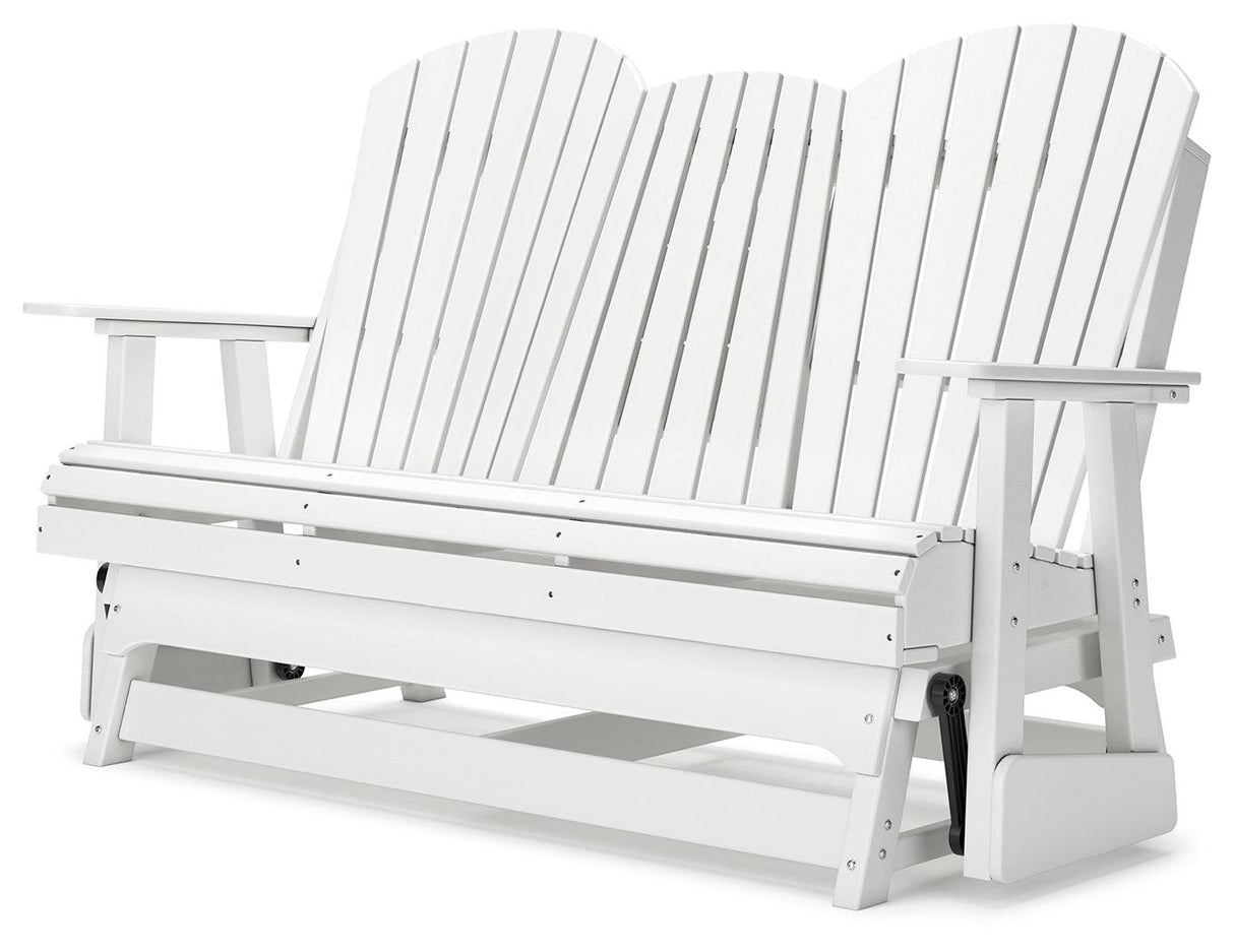 Hyland wave White Outdoor Glider Loveseat by Ashley at Eve Furniture