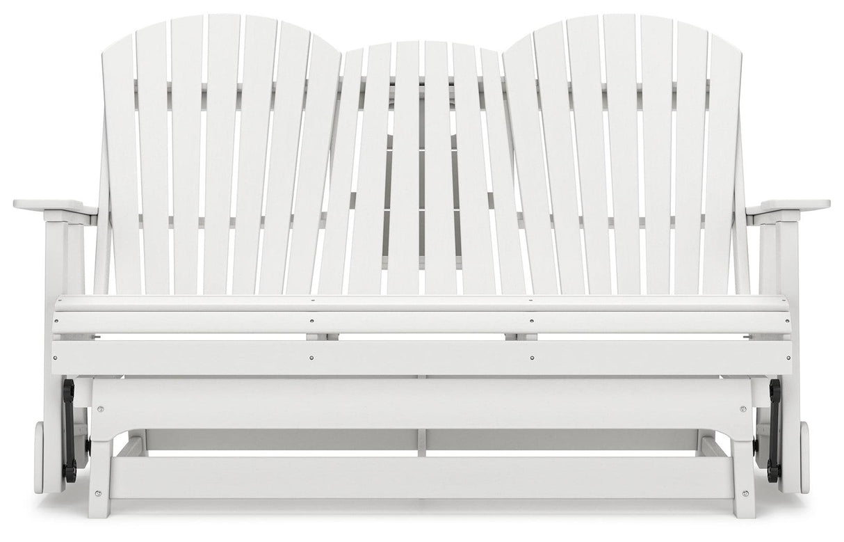 Hyland wave White Outdoor Glider Loveseat by Ashley at Eve Furniture
