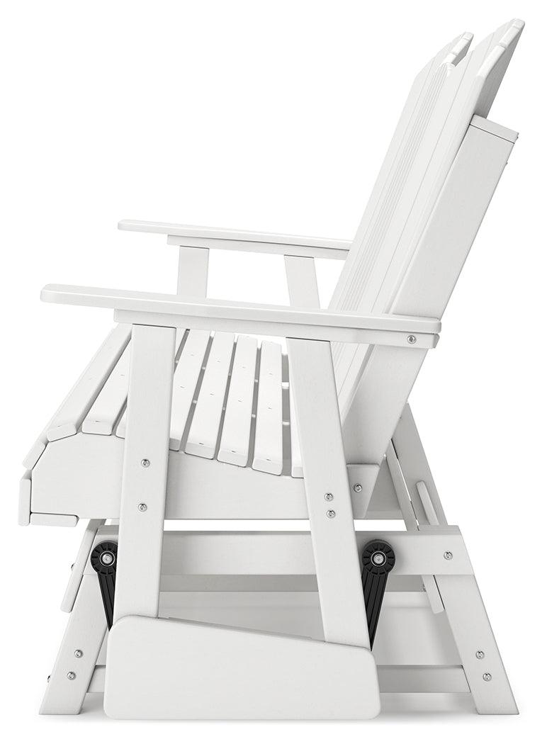 Hyland wave White Outdoor Glider Loveseat by Ashley at Eve Furniture