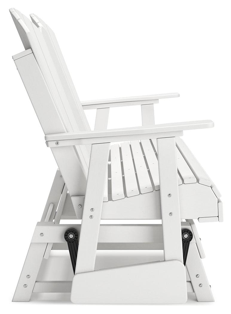 Hyland wave White Outdoor Glider Loveseat by Ashley at Eve Furniture