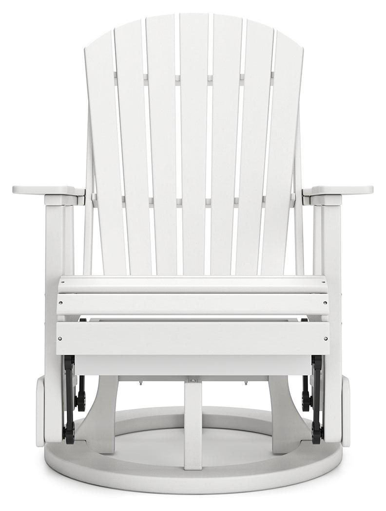 Hyland wave White Outdoor Swivel Glider Chair by Ashley at Eve Furniture