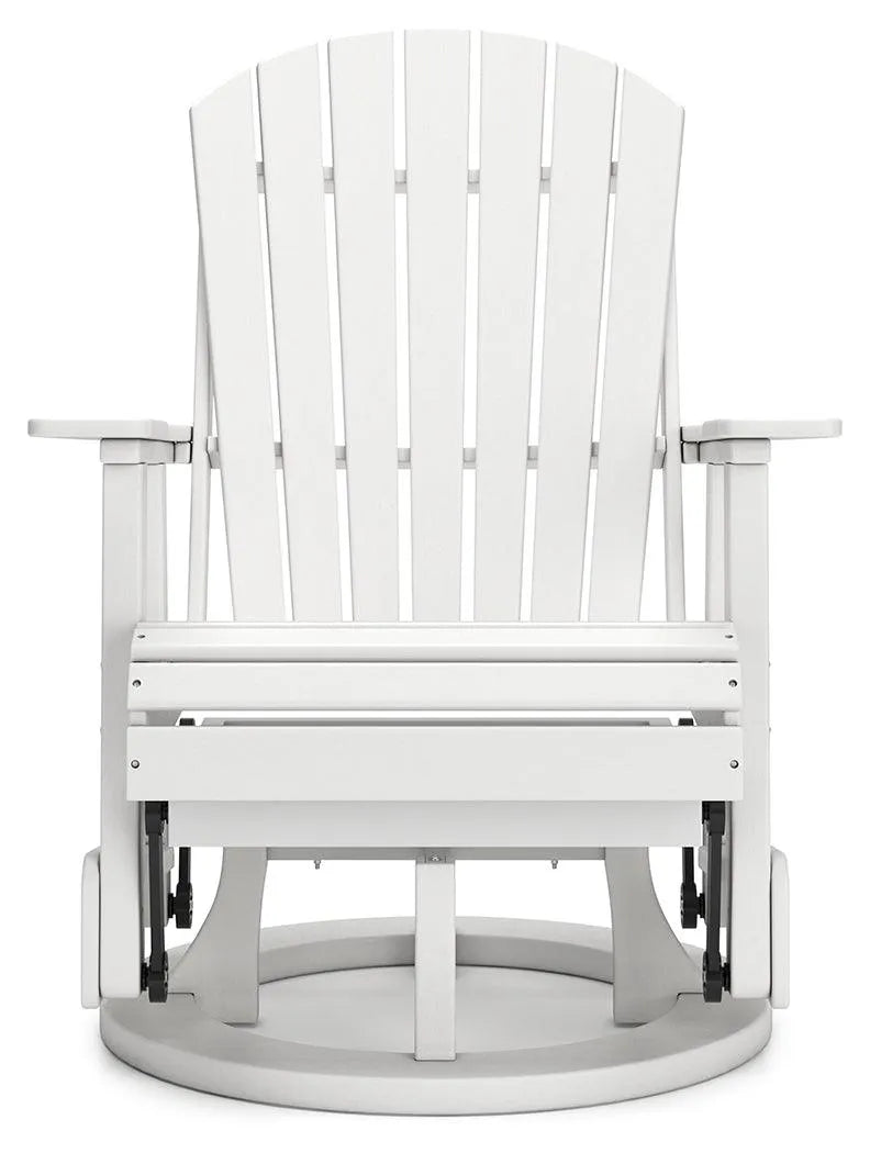 Hyland wave White Outdoor Swivel Glider Chair by Ashley at Eve Furniture