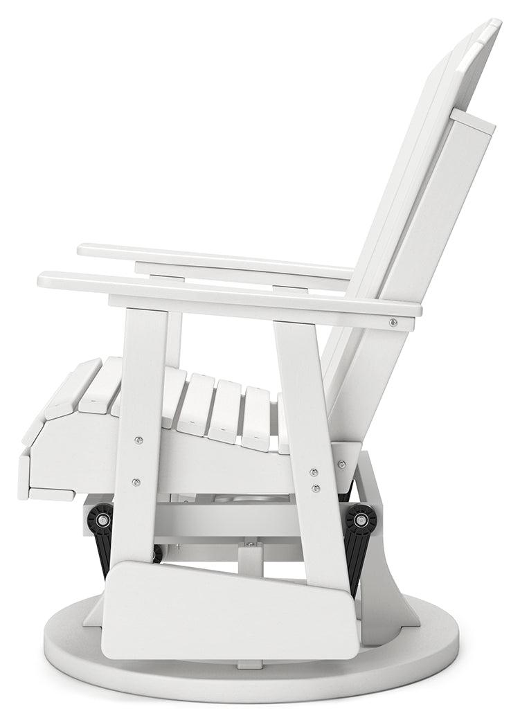 Hyland wave White Outdoor Swivel Glider Chair by Ashley at Eve Furniture