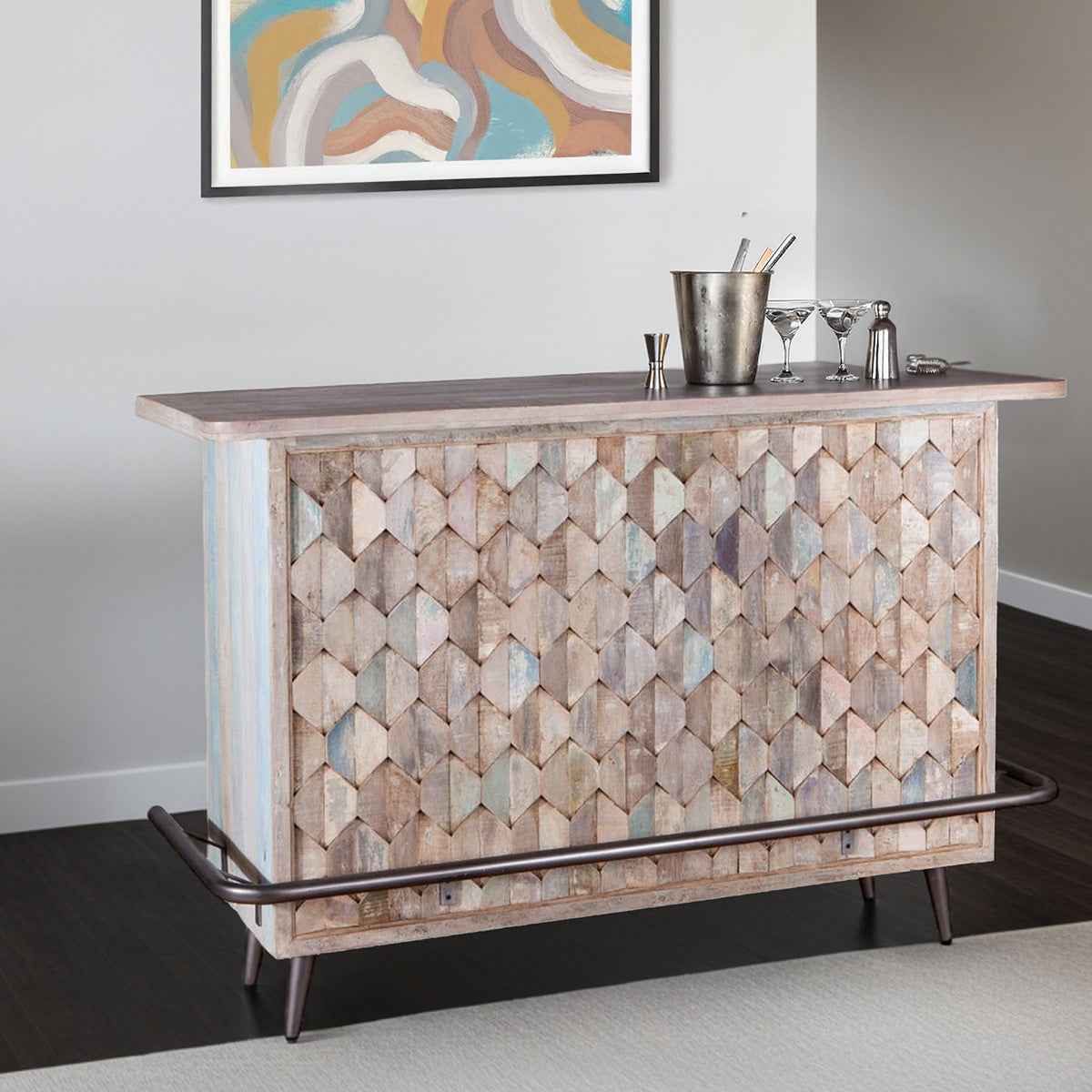 Ibiza 62" Bar in Vintage Teal Reclaimed Wood by Home Trends & Design at Eve Furniture