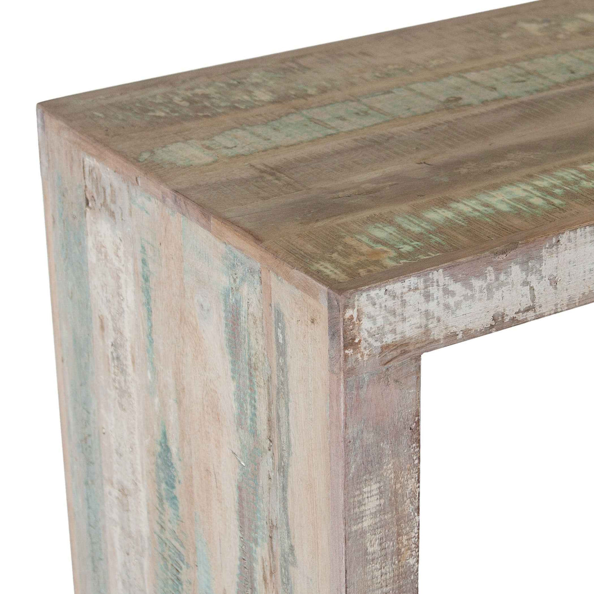 Ibiza 66" Sofa Back Console Table with Stools in Vintage Teal Reclaimed Wood by Home Trends & Design at Eve Furniture