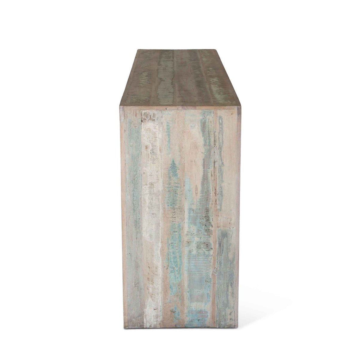Ibiza 66" Sofa Back Console Table with Stools in Vintage Teal Reclaimed Wood by Home Trends & Design at Eve Furniture