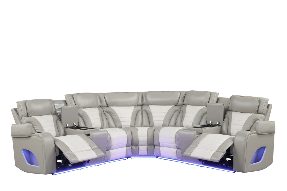 Ibiza Gray Power Reclining Sectional (Power Headrests) by Happy Homes at Eve Furniture