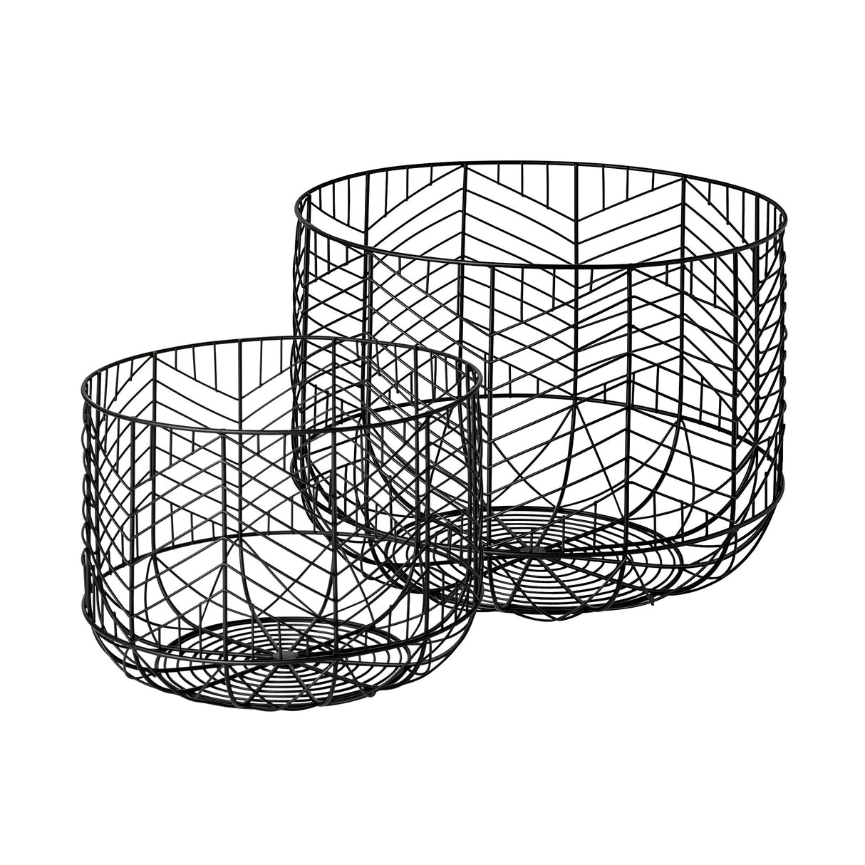 Idris Set of 2 Black Metal Geometric Mesh Bowls by Mercana at Eve Furniture