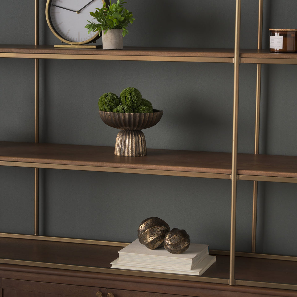 Imani Large Sculptural Textured Antiqued Gold Metal Decorative Orb Object by Mercana at Eve Furniture