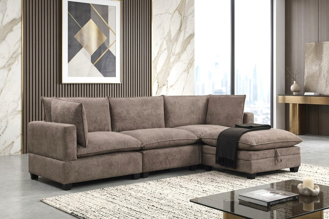 Cloud Mocha Modular Performance Fabric Sectional by Happy Homes at Eve Furniture