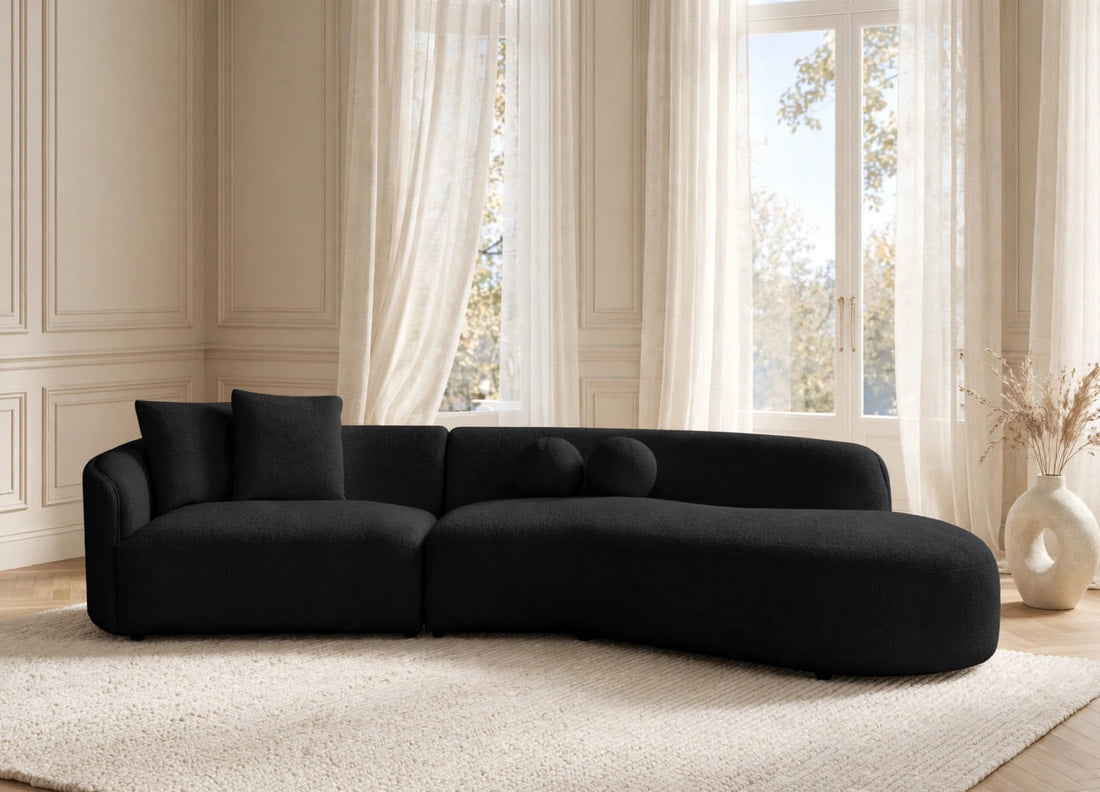 Mia Black Fabric Sectional by Happy Homes at Eve Furniture