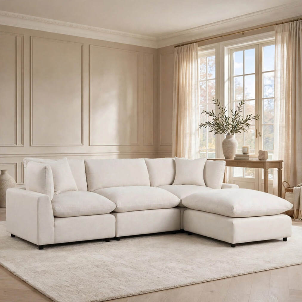 Sky Sand Linen Modular Sectional by Happy Homes at Eve Furniture