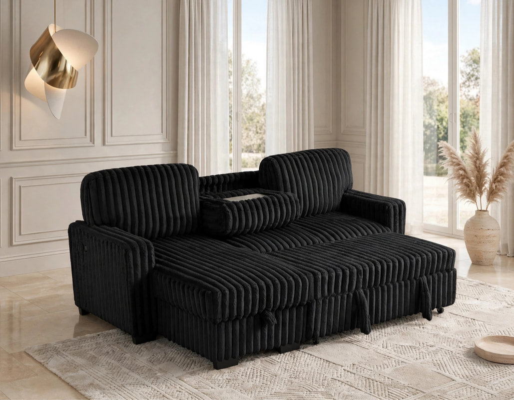 Poland Black Reversible Sectional With Pull-Out Bed by Happy Homes at Eve Furniture