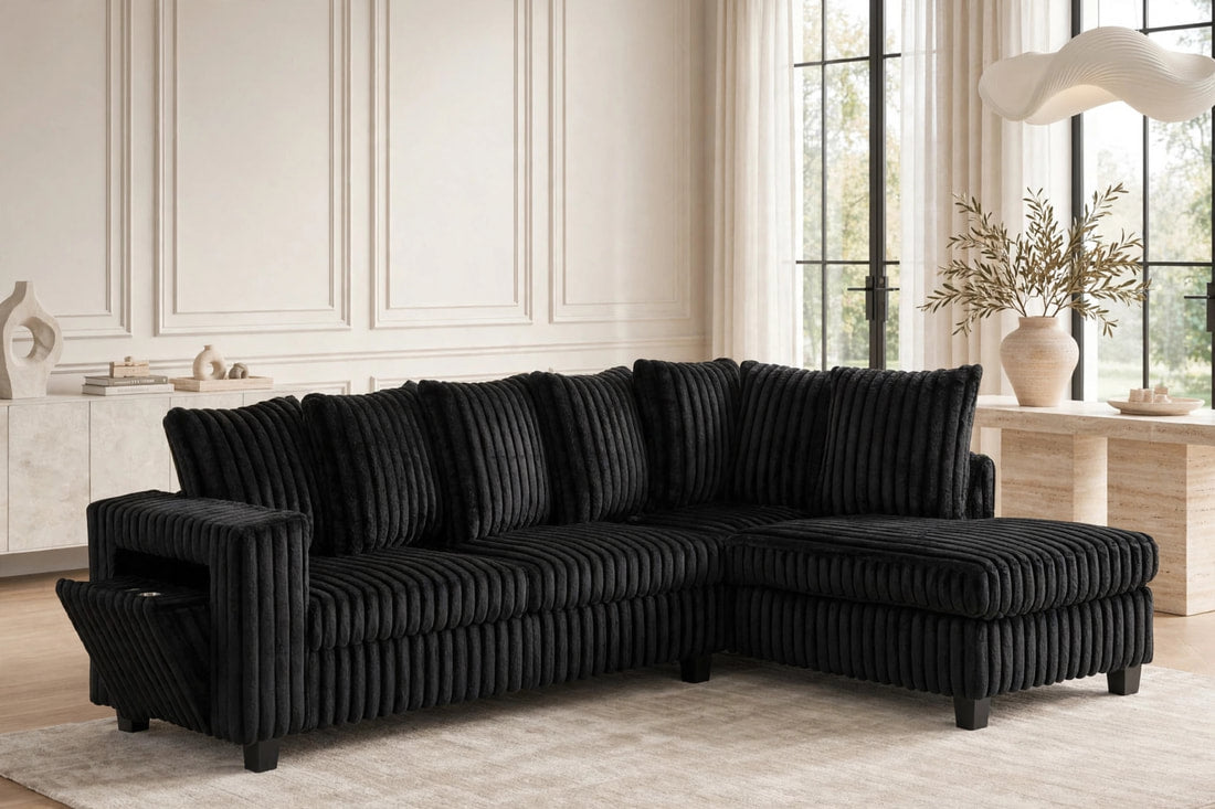 Rene Black RAF Reversible Sectional by Happy Homes at Eve Furniture