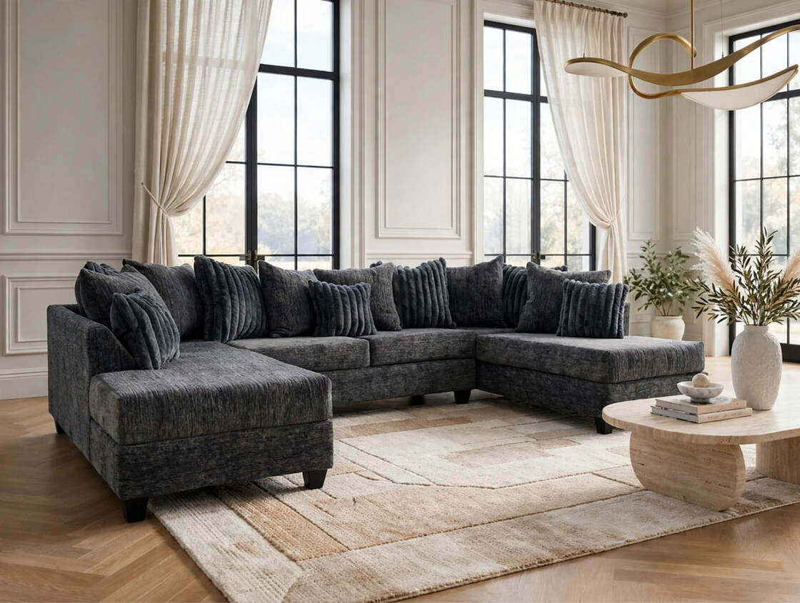 Brook Charcoal Double Chaise Sectional by Happy Homes at Eve Furniture
