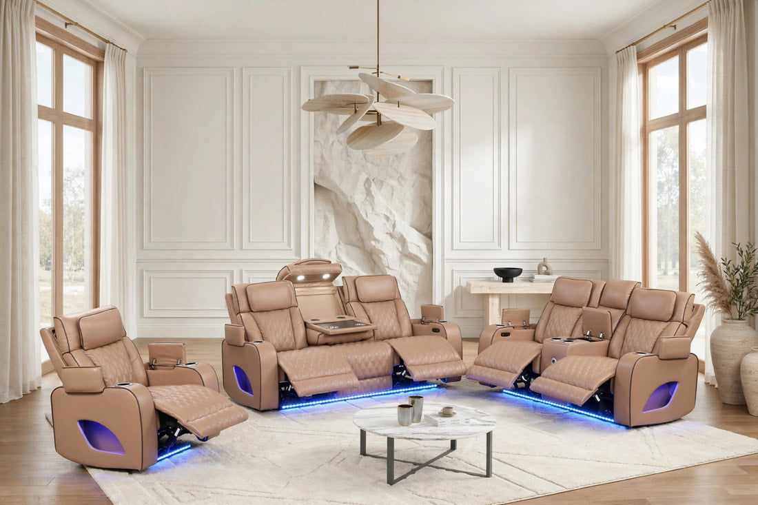Rivera Saddle Leather 3-Piece Power Reclining Living Room Set by Happy Homes at Eve Furniture