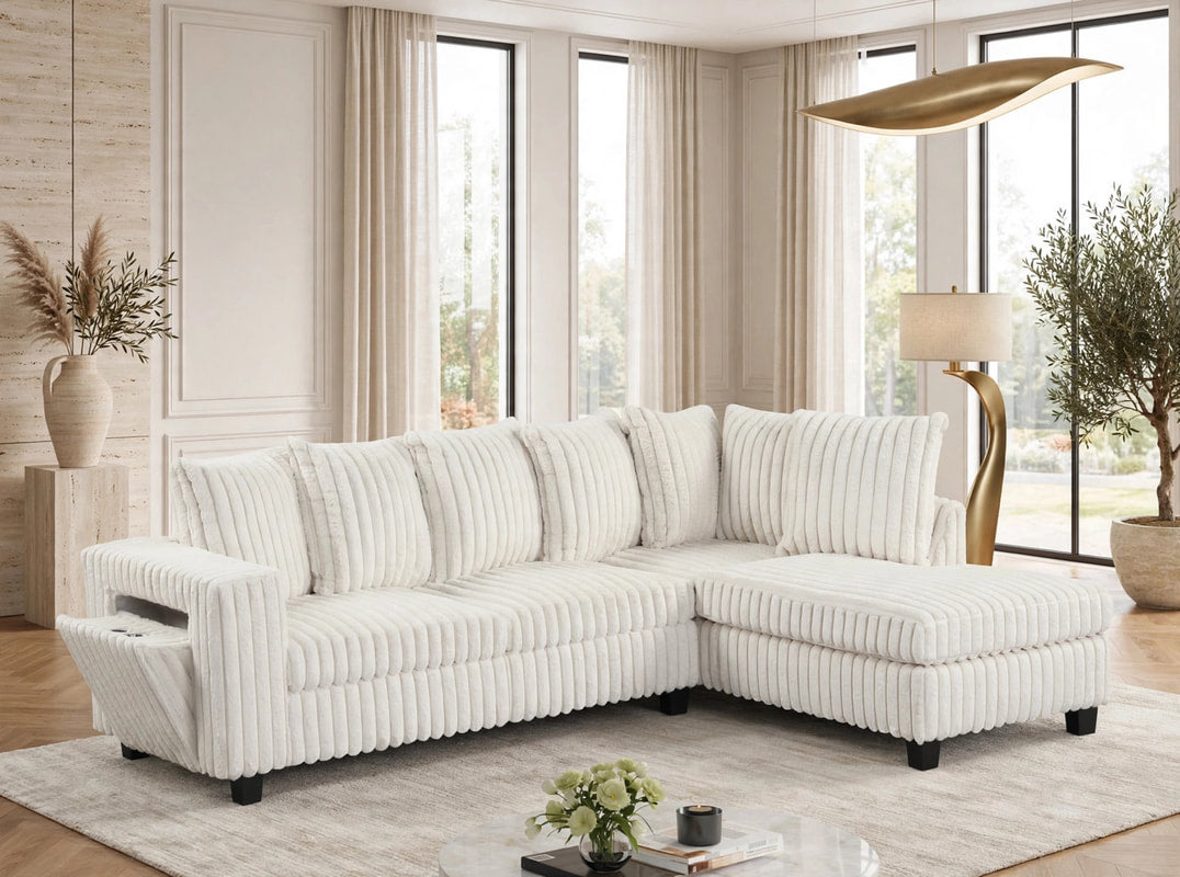 Rene Beige RAF Reversible Sectional by Happy Homes at Eve Furniture