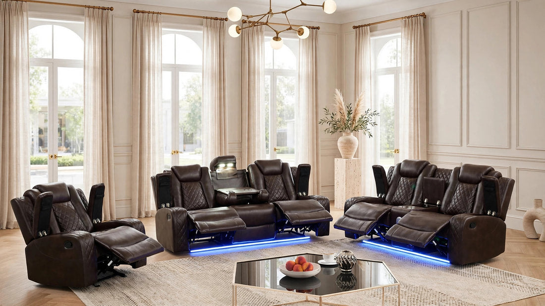 Luz Brown 3-Piece Reclining Living Room Set by Happy Homes at Eve Furniture