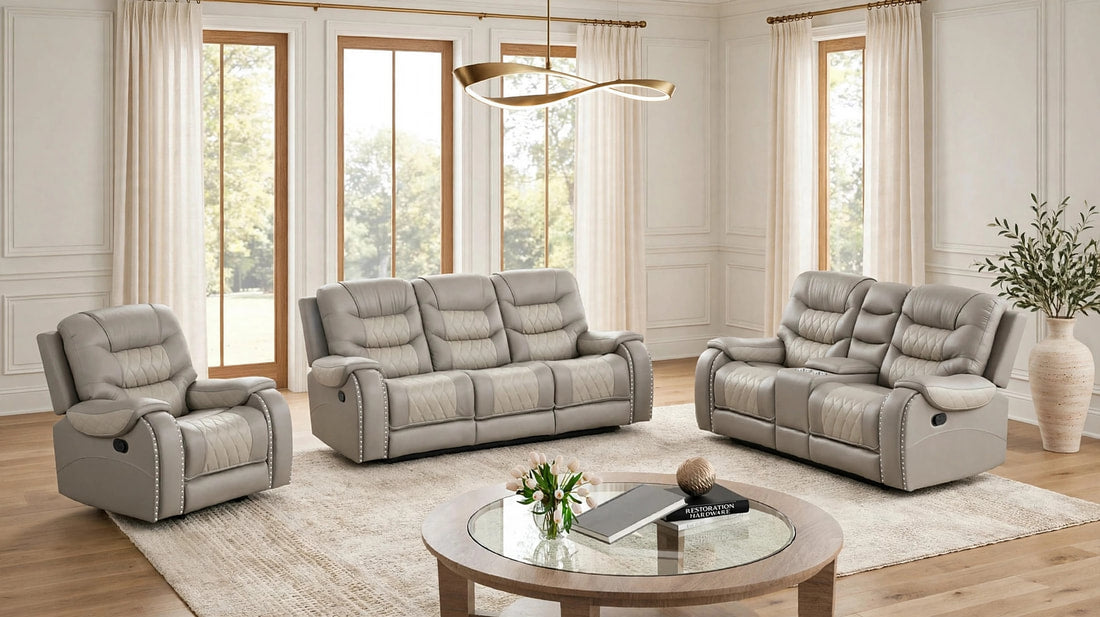 Ashley Gray 3-Piece Reclining Living Room Set by Happy Homes at Eve Furniture