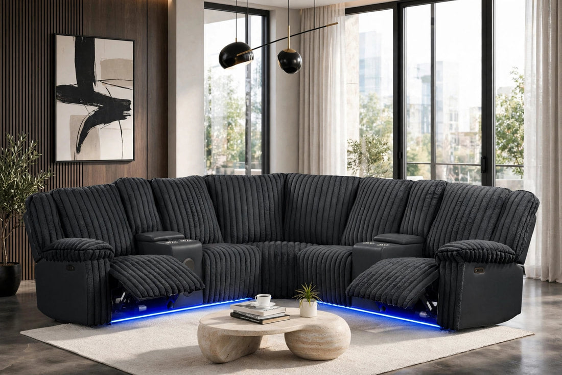 Flash Cord Fabric Power Reclining Sectional by Happy Homes at Eve Furniture