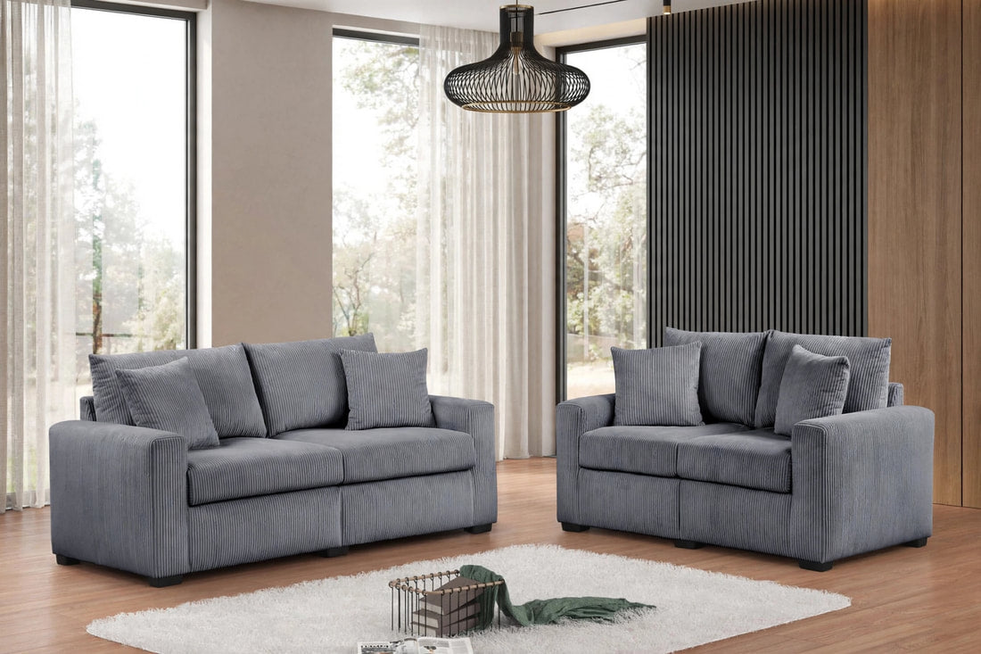 Julio Charcoal Sofa and Loveseat by Happy Homes at Eve Furniture