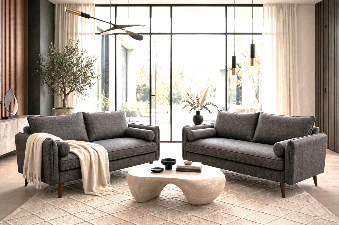 Vanti Grey 2-Piece Sofa and Loveseat by Happy Homes at Eve Furniture