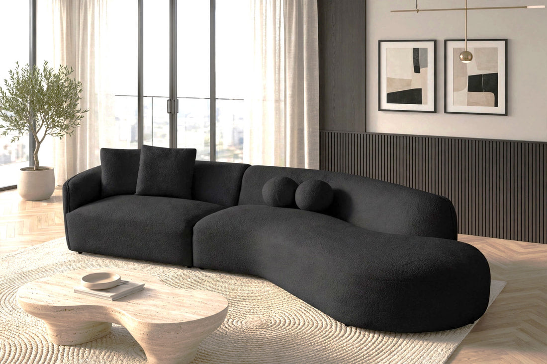 Mia Black Fabric Sectional by Happy Homes at Eve Furniture