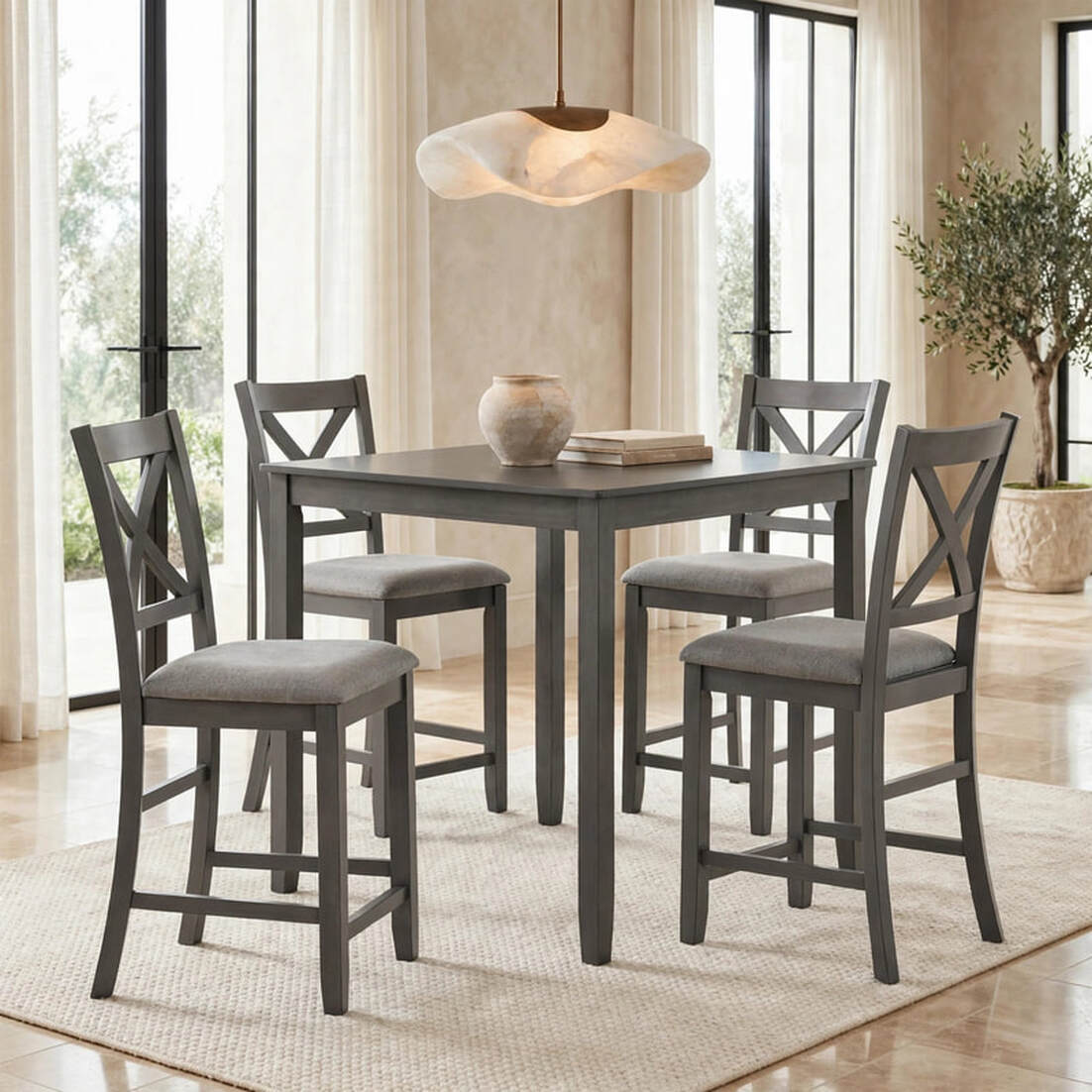 Tahoe Gray 5-Piece Counter Height Set by Happy Homes at Eve Furniture