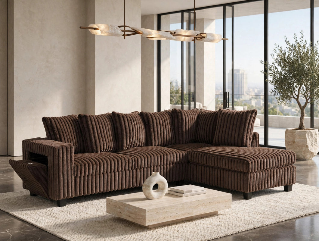 Rene Chocolate RAF Reversible Sectional by Happy Homes at Eve Furniture