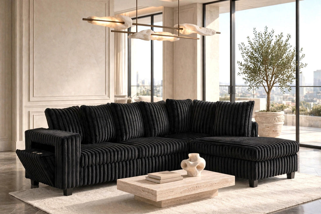 Rene Black RAF Reversible Sectional by Happy Homes at Eve Furniture