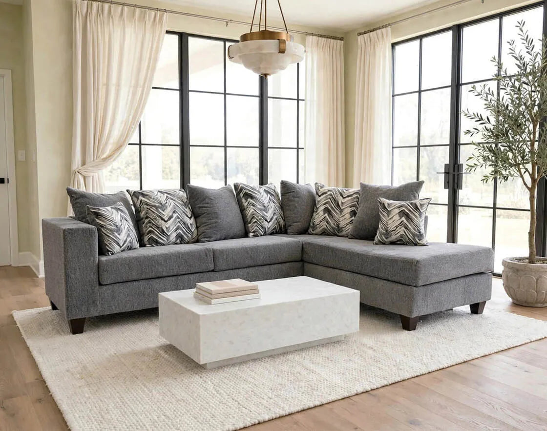 Monroe Charcoal Right Arm Facing (RAF) Sectional by Happy Homes at Eve Furniture