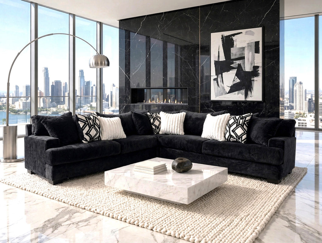 Rawcliffe Black Oversized Sectional by Happy Homes at Eve Furniture