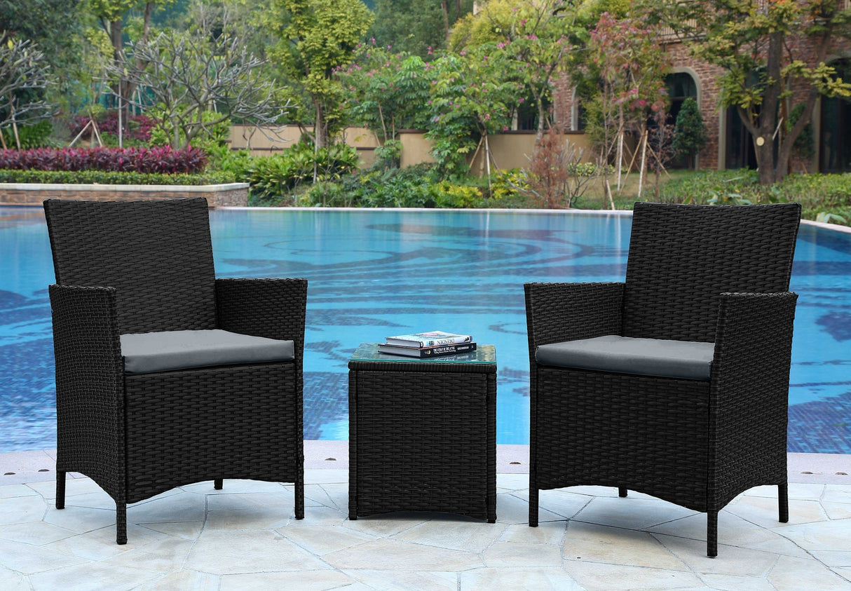 Imperia Patio 2-Person Seating Group with End Table with Grey Cushions by Manhattan Comfort at Eve Furniture