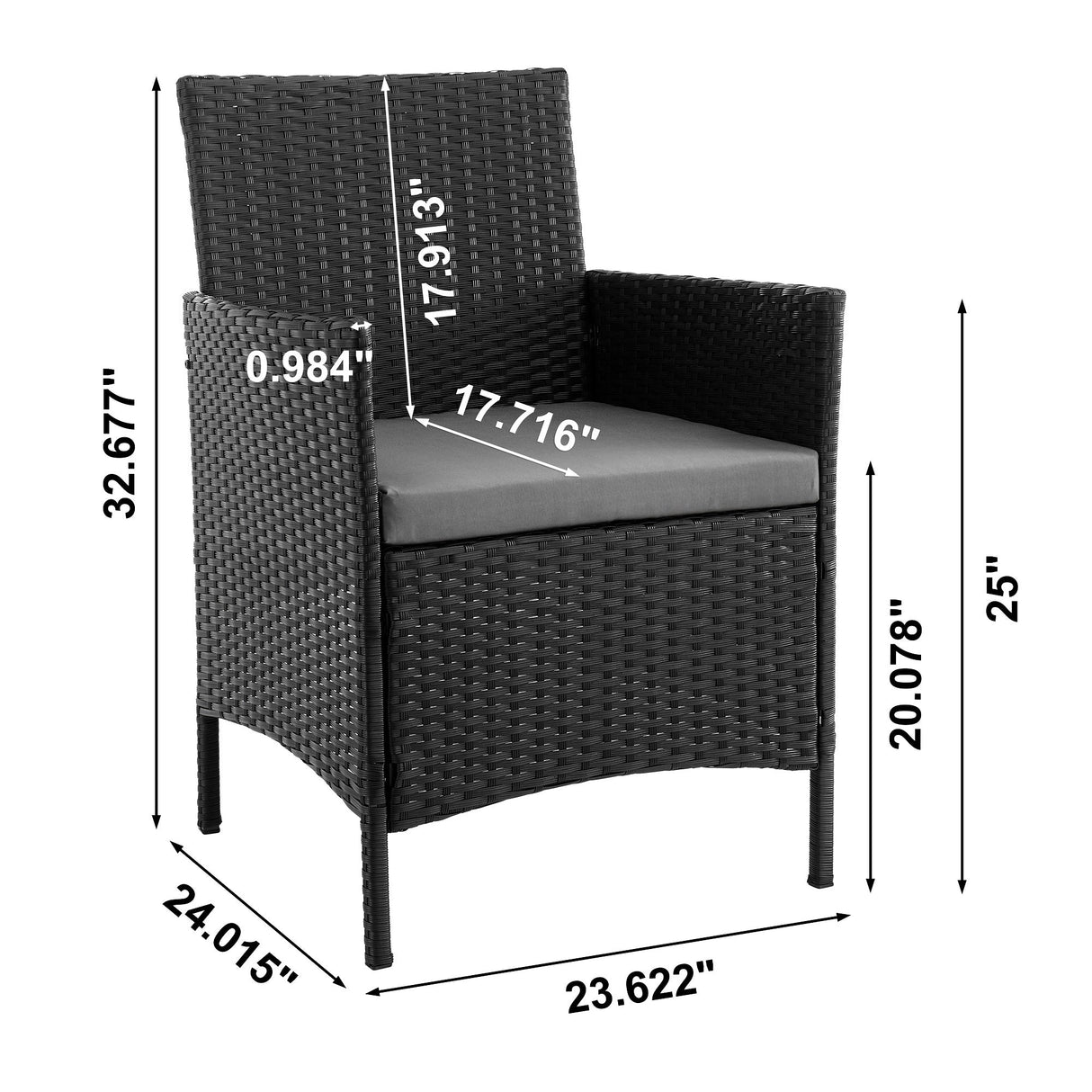 Imperia Patio 2-Person Seating Group with End Table with Grey Cushions by Manhattan Comfort at Eve Furniture