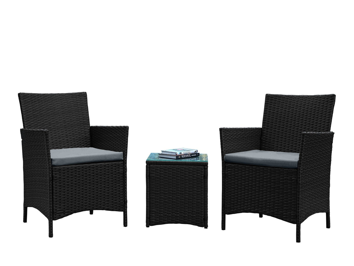 Imperia Patio 2-Person Seating Group with End Table with Grey Cushions by Manhattan Comfort at Eve Furniture