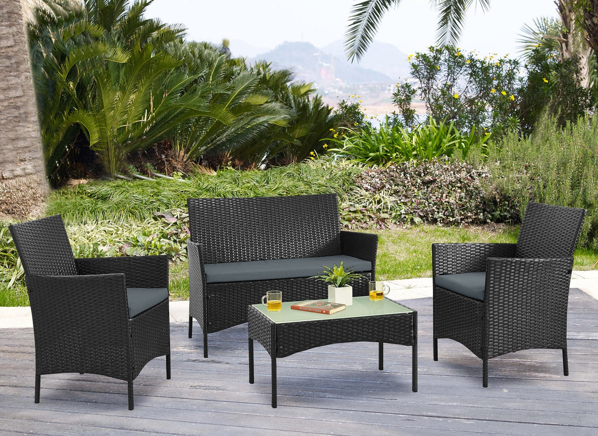Imperia Patio 4-Person Conversation Set with Coffee Table with Grey Cushions by Manhattan Comfort at Eve Furniture
