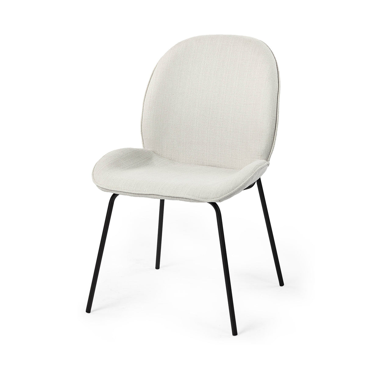 Inala White Fabric Seat Black Metal Frame Dining Chair, Set of 2 by Mercana at Eve Furniture