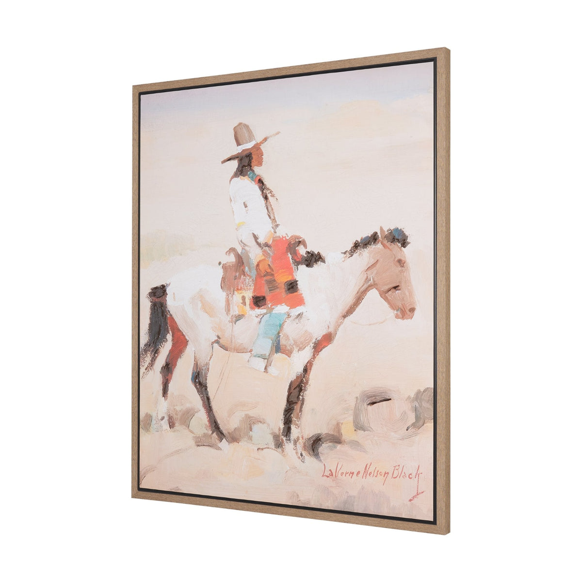 Indian Rider by LaVerne Nelson Black Hand-Embellished Textured Framed Canvas Artwork by Mercana at Eve Furniture
