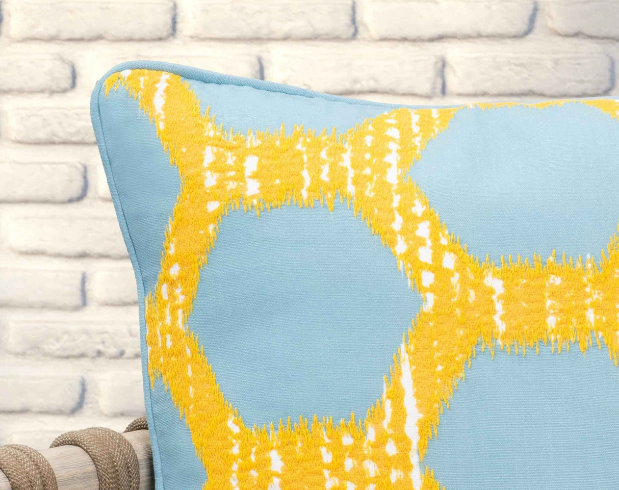 Indoor/Outdoor Gaines Yellow/Blue Throw Pillow (Set of 2) by Classic Home at Eve Furniture