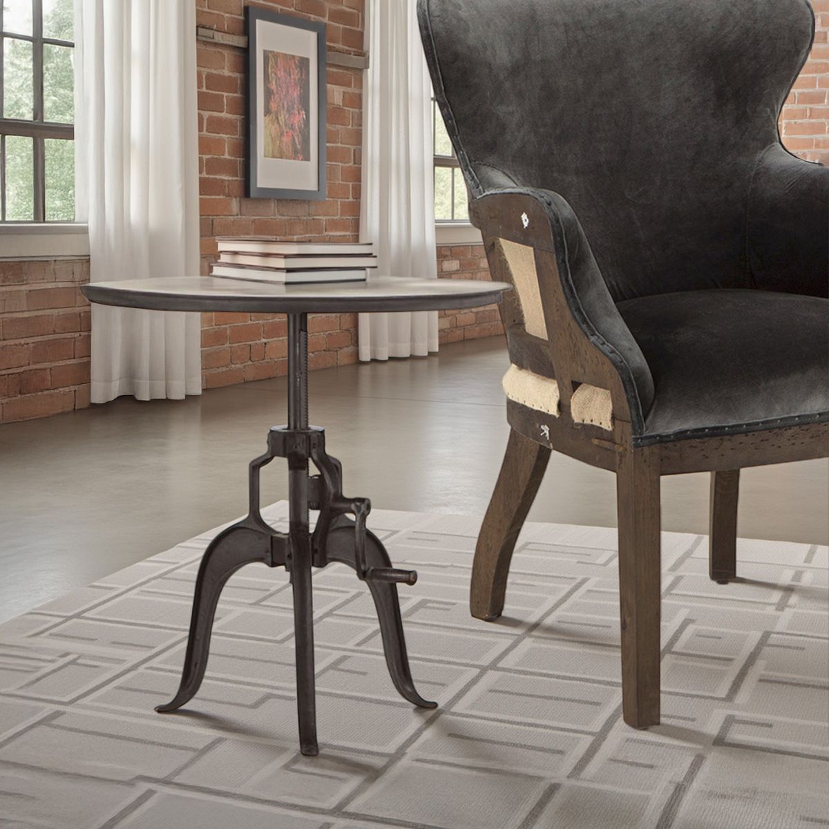Industrial Loft 24" Adjustable Side Table in Matte Black by Home Trends & Design at Eve Furniture