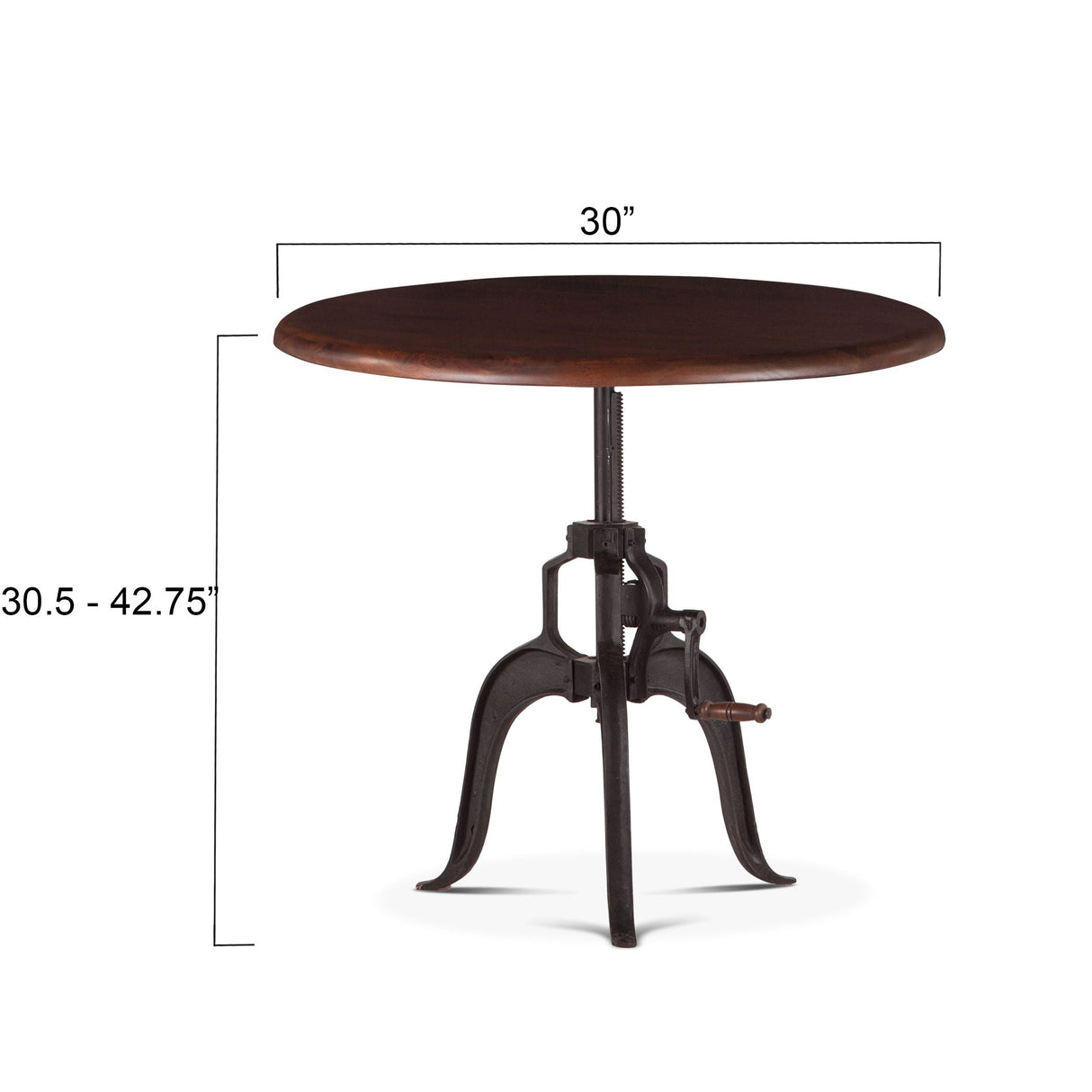 Industrial Loft 30" Adjustable Side Table in Walnut by Home Trends & Design at Eve Furniture