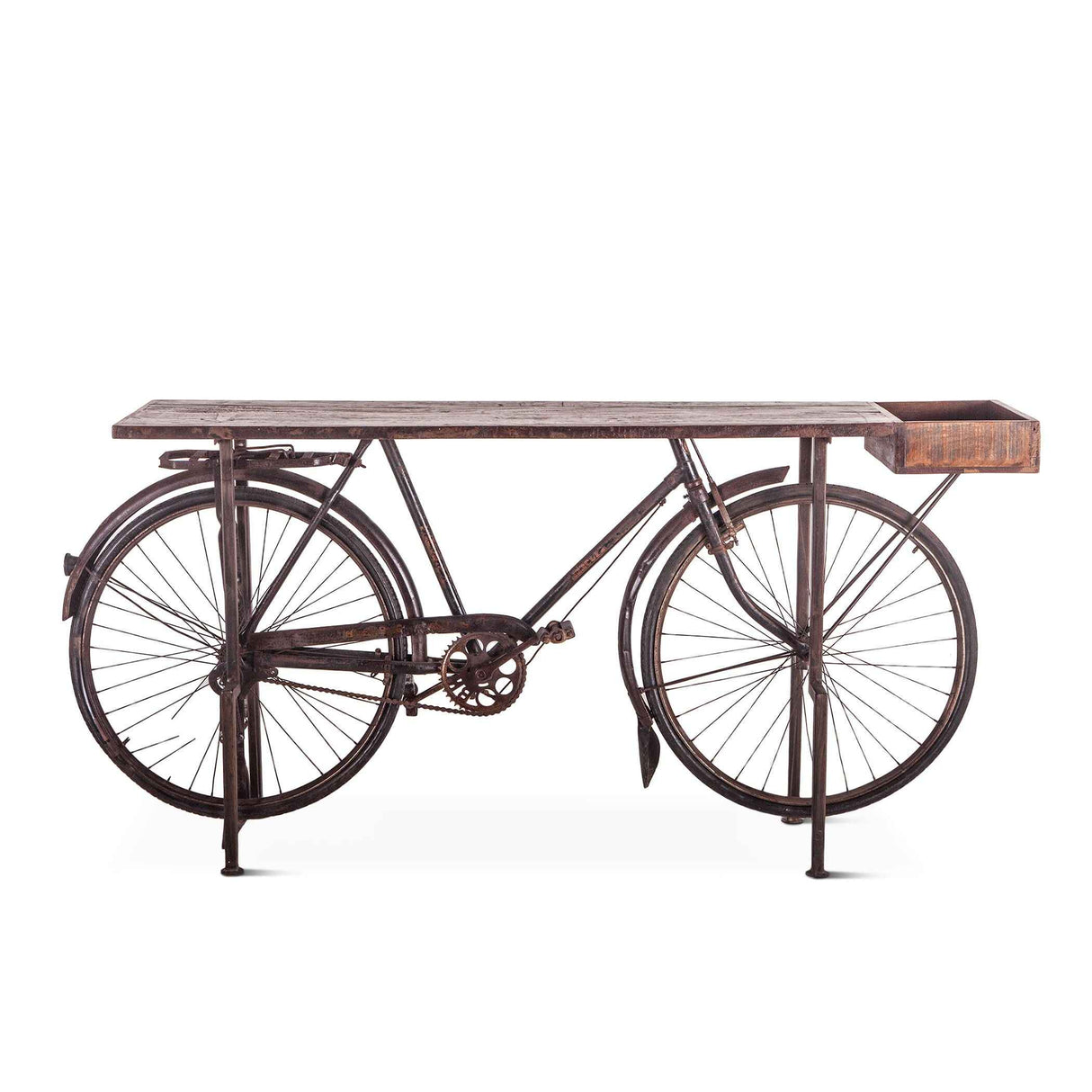 Industrial Teak 71" Bicycle Console Table in Walnut by Home Trends & Design at Eve Furniture
