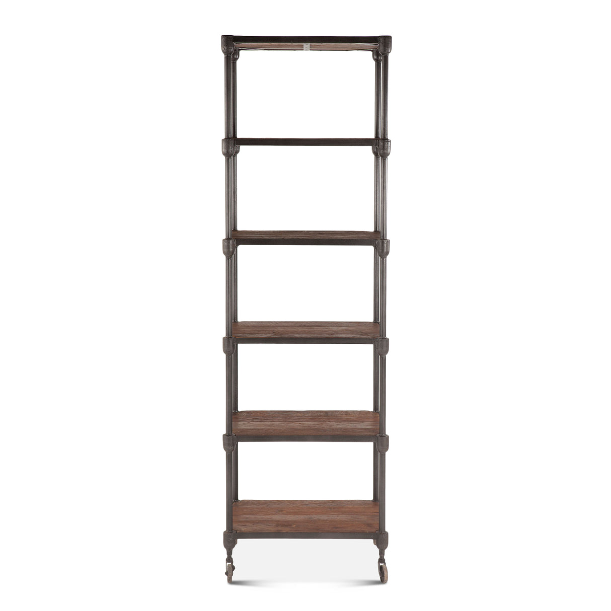 Industrial Teak 80" Wheeled Bookshelf in Natural Reclaimed Wood by Home Trends & Design at Eve Furniture