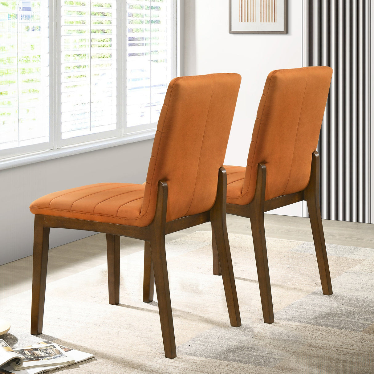 Ines Burnt Orange Velvet Dining Chair (Set Of 2) by Ashcroft Imports at Eve Furniture