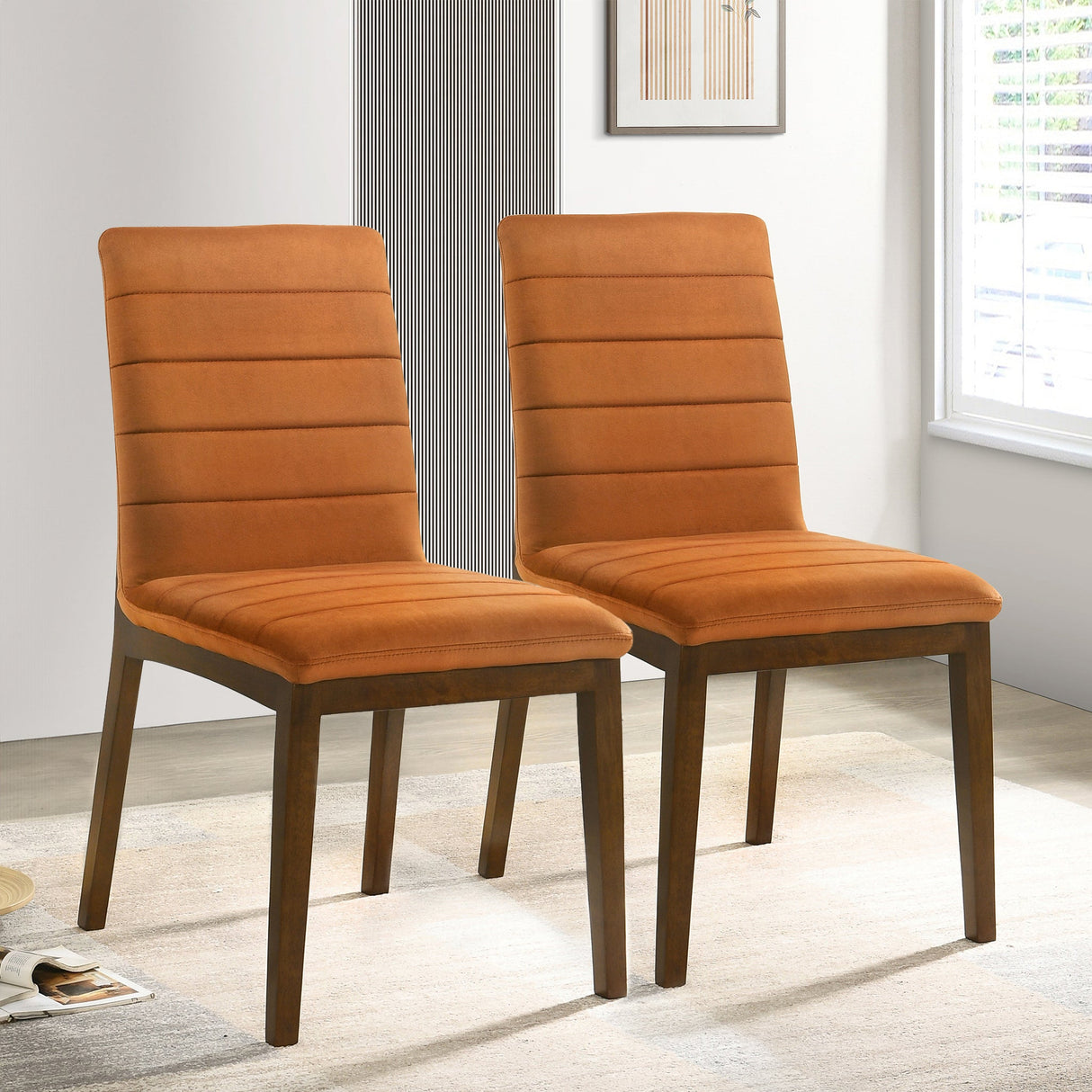 Ines Burnt Orange Velvet Dining Chair (Set Of 2) by Ashcroft Imports at Eve Furniture