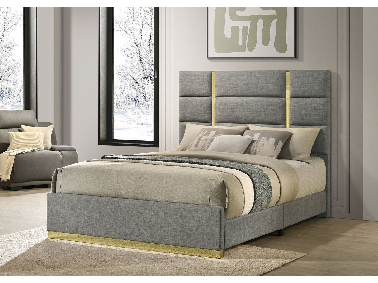 Ines Grey 52-inch Fabric Upholstered Queen Panel Bed by Coaster at Eve Furniture