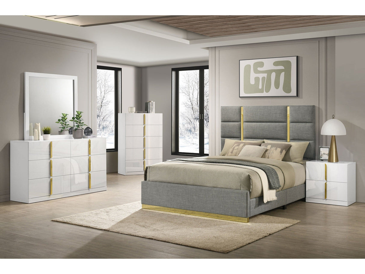 Ines Grey/White High Gloss 5-piece Queen Bedroom Set by Coaster at Eve Furniture