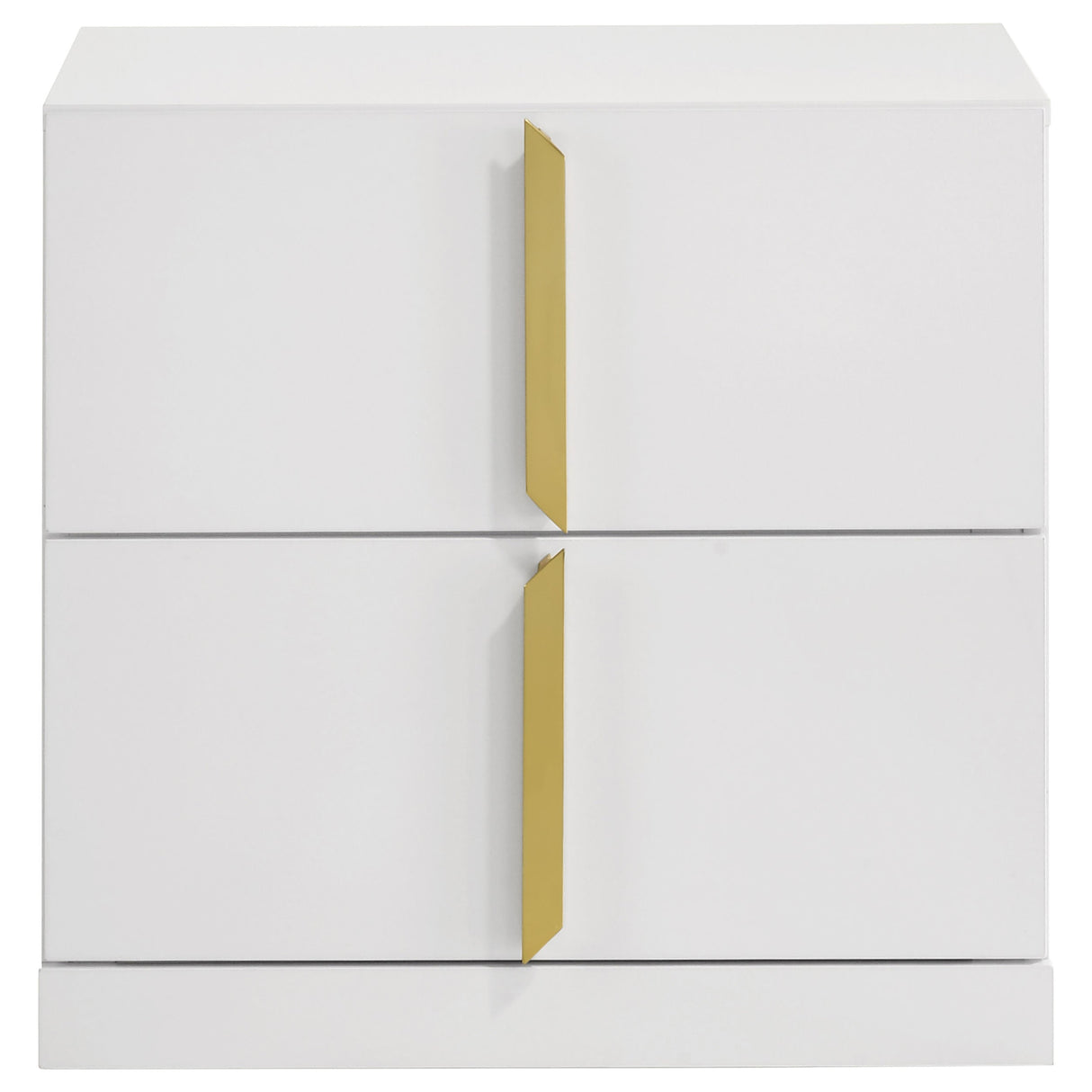 Ines White High Gloss 2-drawer Nightstand Bedside Table by Coaster at Eve Furniture