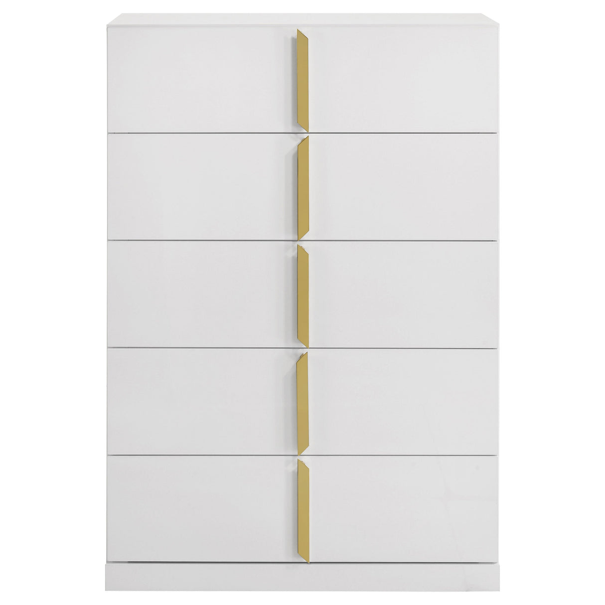 Ines White High Gloss 5-drawer Bedroom Chest of Drawers by Coaster at Eve Furniture