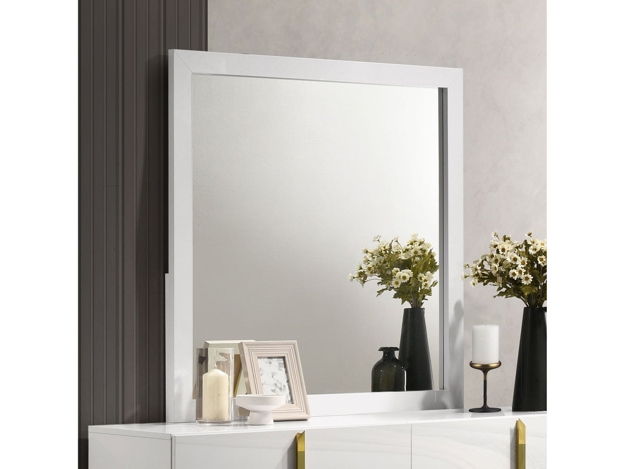 Ines White High Gloss Dresser Mirror by Coaster at Eve Furniture